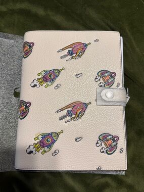 COACH White Rocket Print Leather Planner